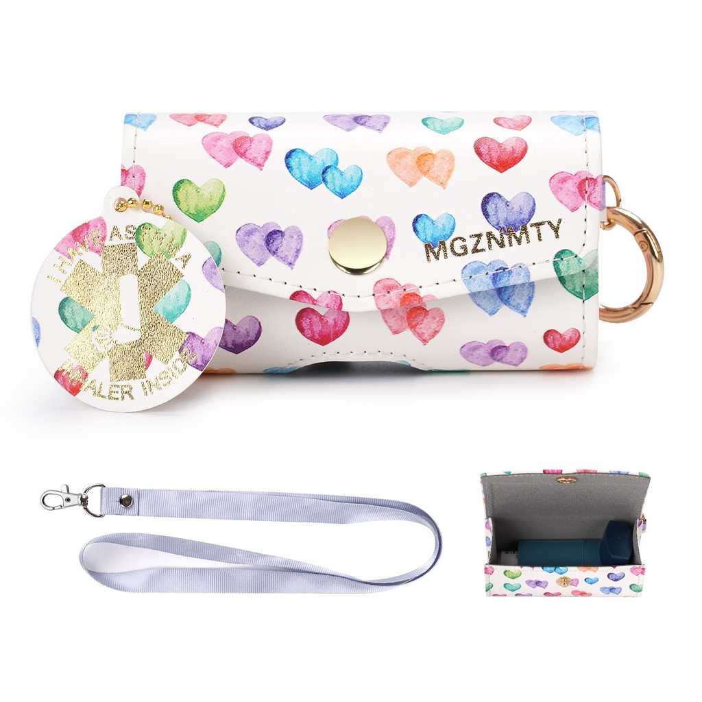 MGZNMTY Asthma Inhaler Case, Carrying and Travel Holder Case Συμβατή με Handy Inhaler για ενήλικες και παιδιά (ONLY CASE) (Ουράνια καρδιά)