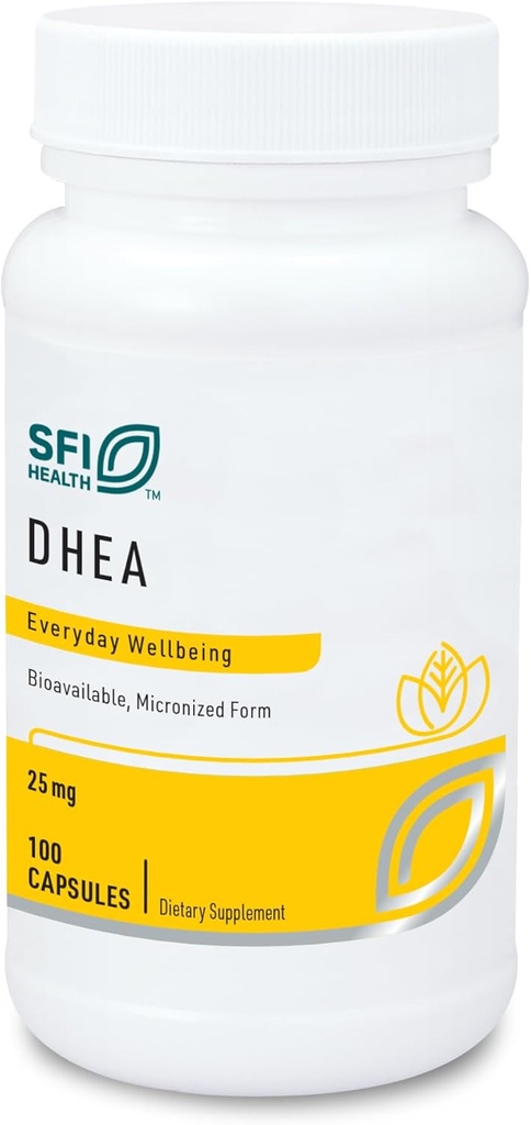 Klaire Labs SFI Health DHEA 25mg - Dehydroepiandrosterone προέρχεται από Wild Yam - Μικρονωμένα για Superior Απορρόφηση - Χωρίς σόγια, Hypoallergenic Supplement for Men & Women (100 Κάψουλες)
