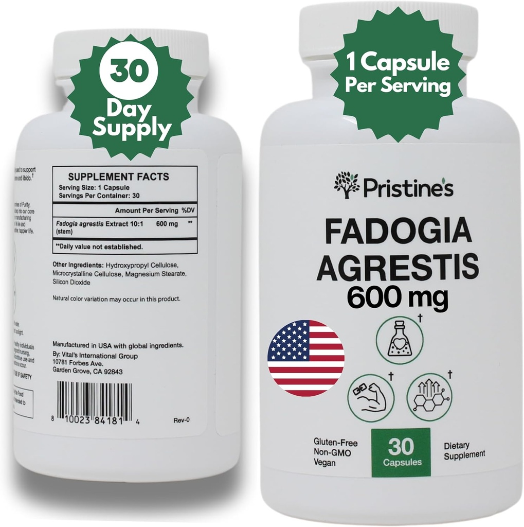 Fadogia Agrestis 600MG 30-Ημέρες προσφοράς Αθλητισμός Διατροφής Booster Υποστήριξη Καψάκια - Μυϊκό Κτίριο & Ζωτικότητα Υποστήριξη Extract Συμπλήρωμα - Χωρίς γλουτένη - Μη ΓΤΟ
