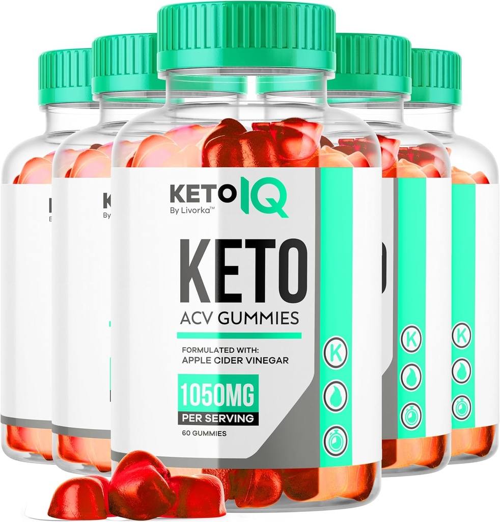 (5 Pack) Keto IQ - Official Keto IQ ACV Gummies Premium All Natural 1050mg, KetoIQ Apple Cider Vinegar Advanced Formula, Keto IQ Reviews, KetoIQ Gummys ACV Support, 300 Gummies for 5 Months