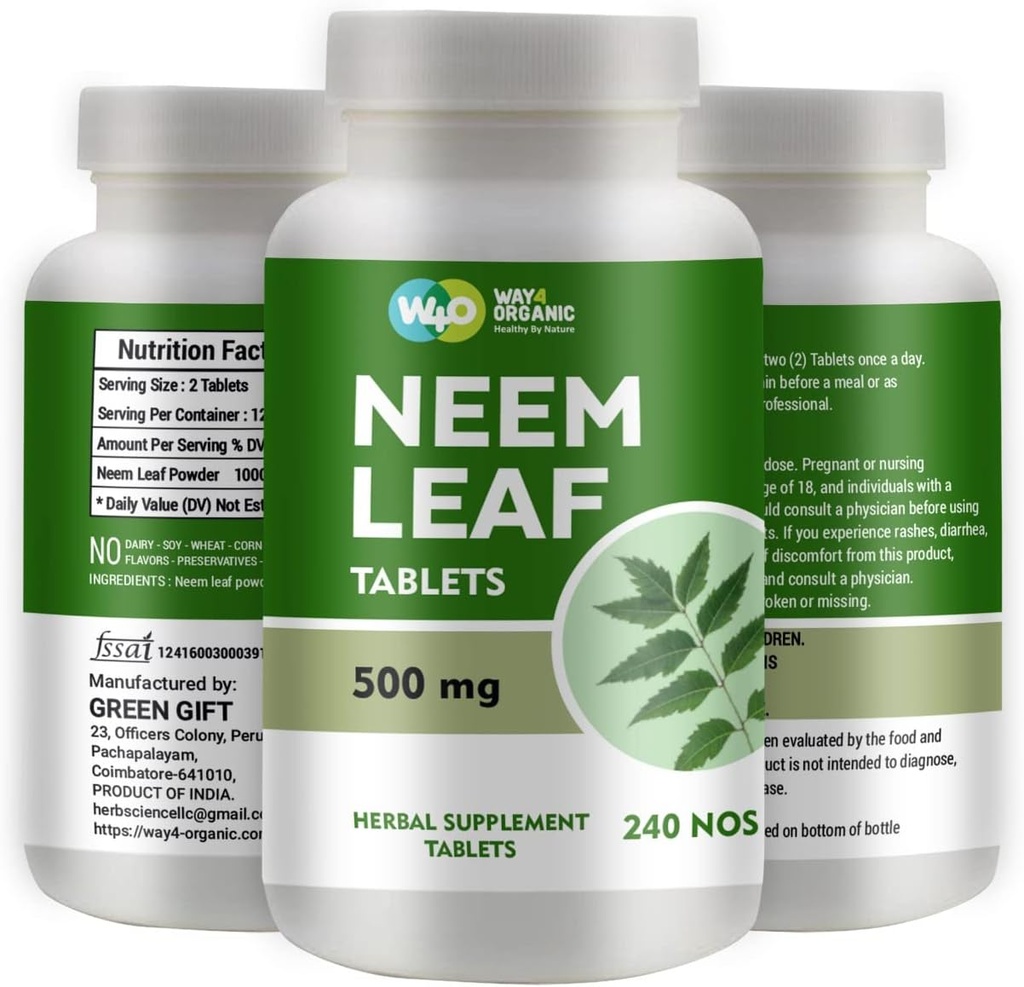Neem Tablets - 100% καθαρό (Azadirachta Indica) (240 Count - 500mg) 120 Ημέρες Προμήθεια (1 Συσκευασία)