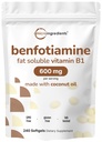 Micro Συστατικά Βιταμίνη B1 Benfotiamine 600mg ανά υπηρεσία, 240 Coconut Oil Softgels 
