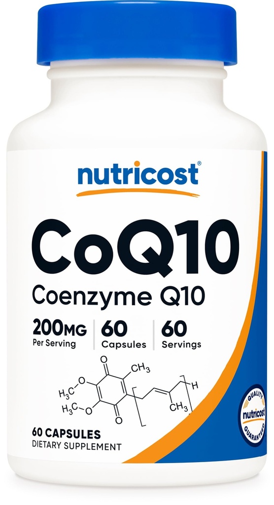 Nutricost CoQ10 200mg, 60 κάψουλες χορτοφάγων, 60 εξυπηρετήσεις - Υψηλή απορρόφηση, χορτοφάγοι, μη ΓΤΟ, συνένζυμο Q10