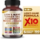 Lion's Mane Turkey Tail Cordyceps Reishi Chaga - Συνολική υποστήριξη ευεξίας- Κατασκευάζεται στις ΗΠΑ