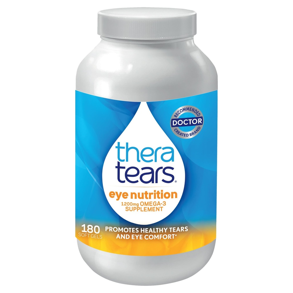 TheraTears Omega 3 συμπλήρωμα για την περιποίηση των ματιών, 1200mg ιχθυέλαιο και βιολογικό έλαιο λιναρόσπορου με βιταμίνη Ε, 180 Count
