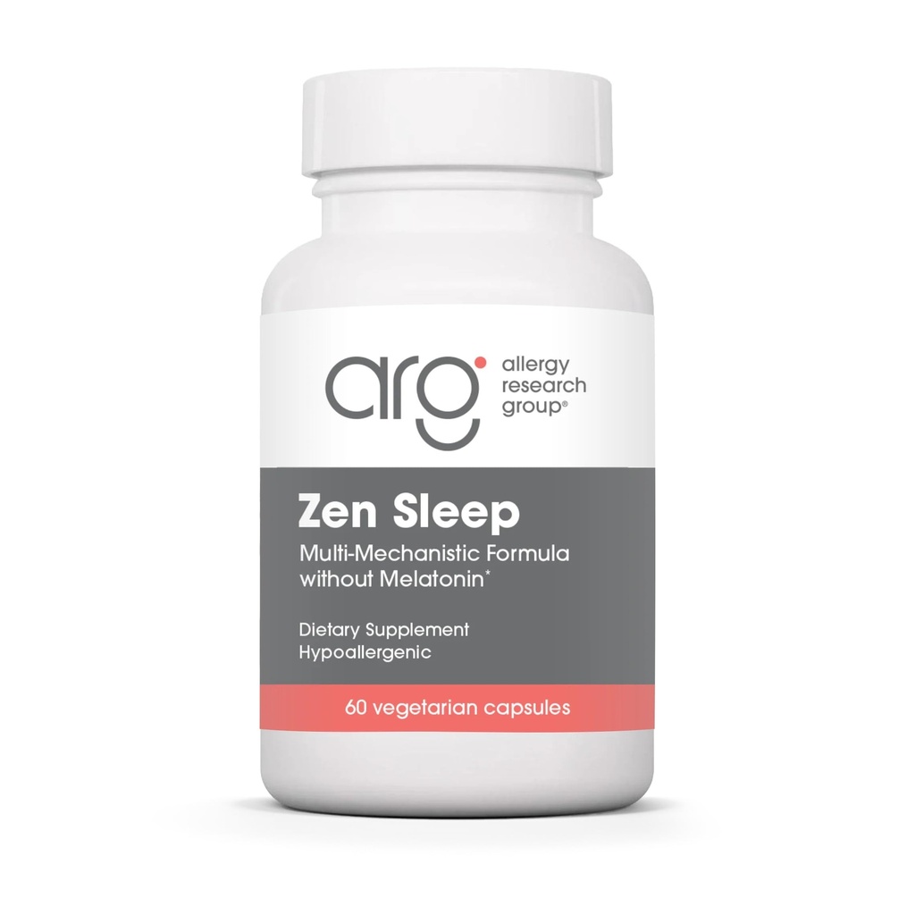 Ομάδα Έρευνας Αλλεργίας Zen Sleep - GABA L-Θεανίνη Συμπλήρωμα Ύπνου για Ενήλικες με P5P, 5-HTP, και Βιταμίνη B6, Φυσική Βοήθεια για την Ήρεμη, Ξεκούραστη REM - 60 Κάψουλες Χορτοφαγών