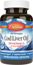 Carlson - Cod Oil Minis, 280 mg Omega-3s + Βιταμίνες Α & D3, Υποστήριξη καρδιάς & Γνωστική λειτουργία, Υγεία όρασης, 250 Mini Soft Gels