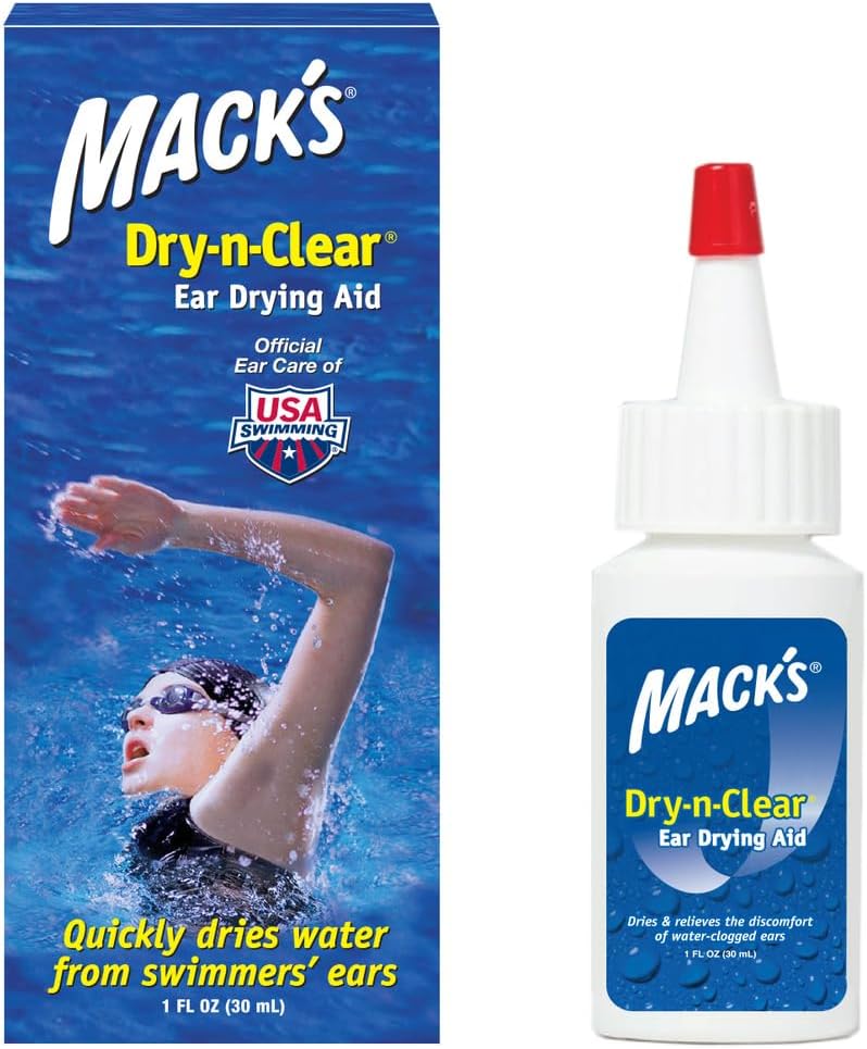 Dry-n-Clear® Mack's Ay Drying Aid - Σταγόνες αυτιών για το νερό μετά το κολύμπι, το ντους, την κατάδυση και το σέρφινγκ - 1 Fl Oz