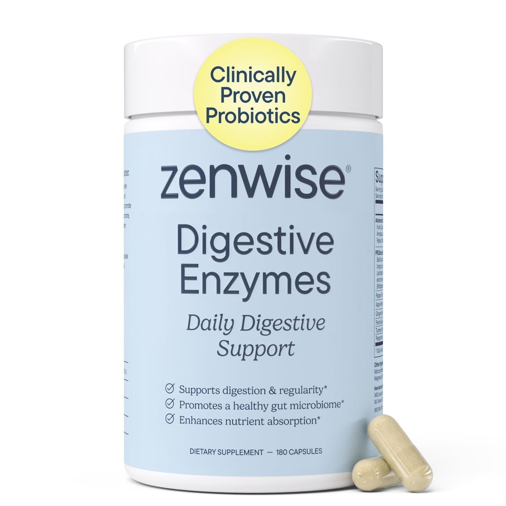 Zenwise Health Digestive Enzymes for Gut Health & Bloating Relief - Multi Enzymes Digestion Supplement with Probiotics, Bromelain & Papaya for Digestive Health Support - Άνδρες & Γυναίκες - 180 Count