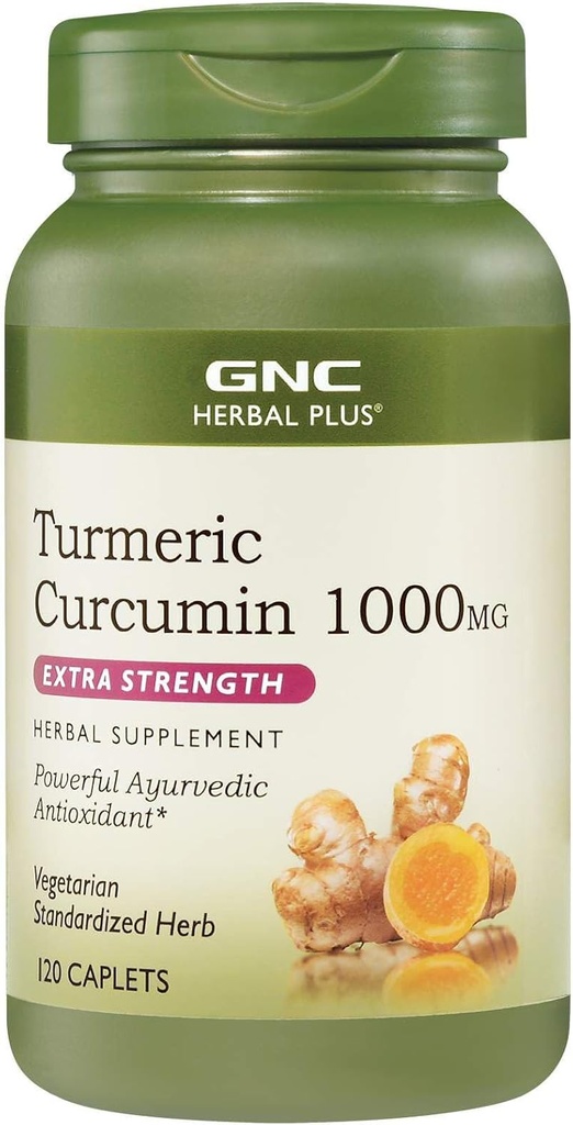 GNC Herbal Plus Turmeric Curcumin 1000mg συμπλήρωμα, επιπλέον δύναμη, χορτοφάγους, 120 εξυπηρετούν