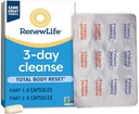 Renew Life 3-Day Cleanse Total Body Reset 2-Part Detox Cleanse Capsules, Digestive Wellness and Regularity, Herbal Blend with Magnesium and Cranberry, Soy, Dairy and gluten-free 12 Count