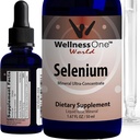 WellnessOne Liquid Selenium Supplement - Ionized Selenium Liquid Drops 70 mcg - Αντιοξειδωτικό, Καρδιαγγειακή και Ανοσολογική Υποστήριξη - ΗΠΑ Tested, Vegan, Non-GMO, Gluten Free, Unflavored - 1,67 fl oz