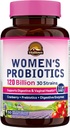 Vitalitown Probiotics for Women 120 Billion CFUs, 30 Strains, with Prebiotics & Digestive Enzymes & Cranberry, Gut & Κολπική Υγεία, Vegan 30 Καθυστερημένα καπάκια απελευθέρωσης