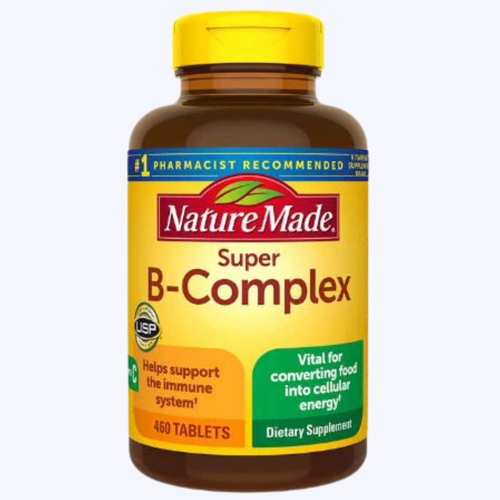 Nature Made Super B Energy Complex, Συμπλήρωμα διατροφής για την υποστήριξη λειτουργίας εγκεφαλικών κυττάρων, την ενεργειακή υποστήριξη & την υποστήριξη νευρικού συστήματος, 460 δισκία, 460 Ημέρα προσφοράς γρήγορη κάρτα RE-Order.