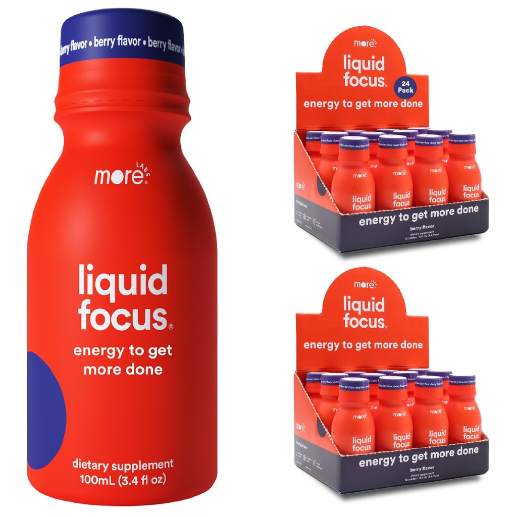 More Labs Liquid Focus, Nootropic Smart Drink with Ισχυρά Αντιοξειδωτικά & Προσαρμοσμένα Βότανα για την Ενέργεια και τη Συγκέντρωση, 150mg καφεΐνη (Pack of 24)
