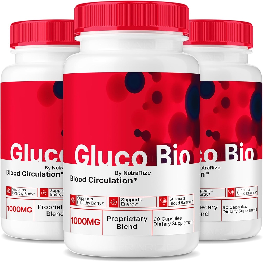 (3 Pack) GlucoBio Capsules, Official Gluco Bio Supplement, All Natural Formula to Support Overall Health and Wellness, Premium Vitamin Pills, GlucoBio Reviews (180 Capsules)