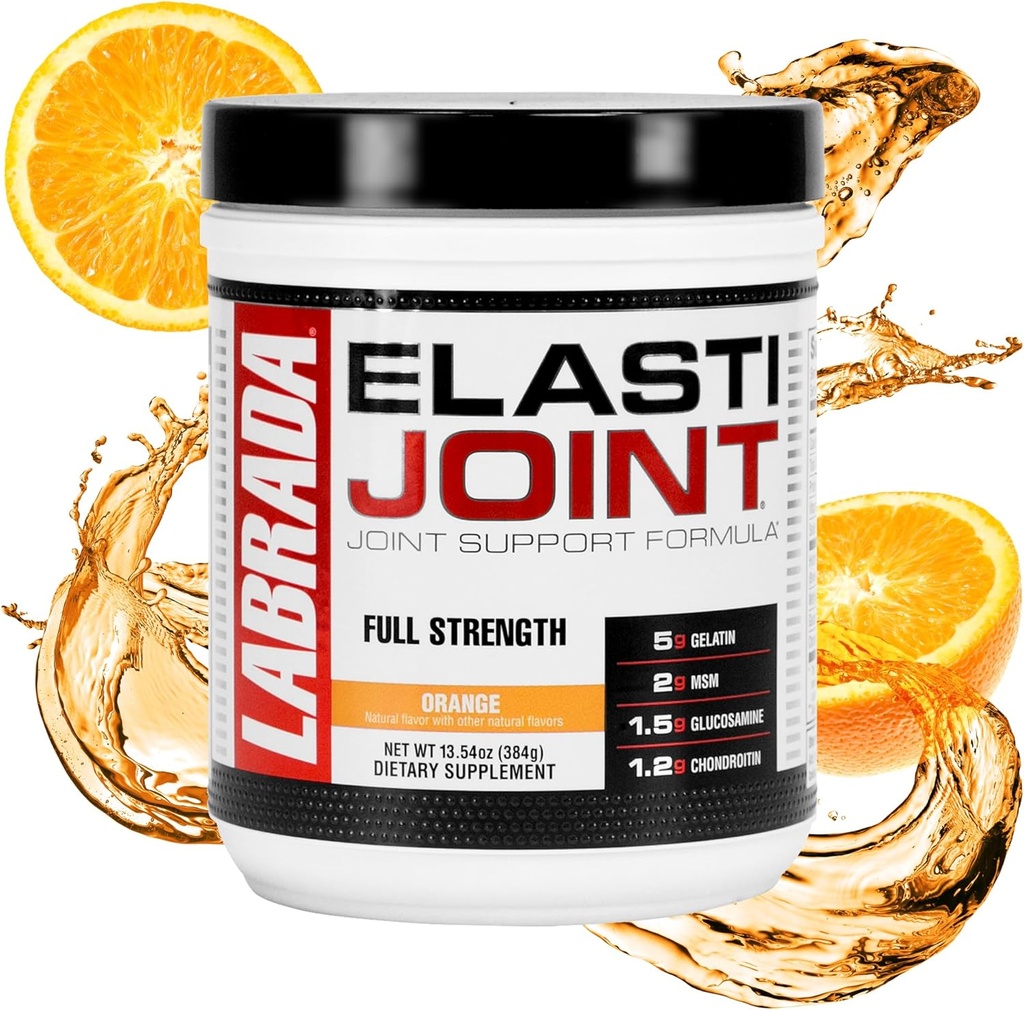 Labrada Nutrition Elastijoint, Orange Flavor,Glucosamine Joint Support Supplement Powder for Men & Women, Joint Relief & Bone Health Supplement with MSM, Glucosamine Chondroitin MSM Gluten-Free