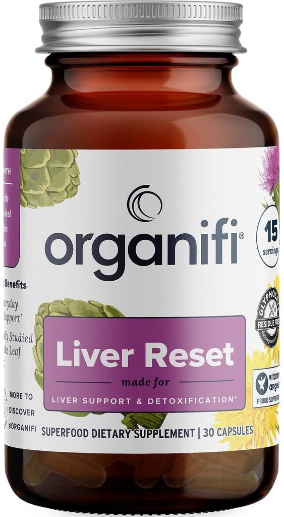 Organifi - Αναστοιχειοθέτηση ήπατος - Detox ήπατος - Digestive και ανοσοποιητική υποστήριξη - Προωθεί την παραγωγή κυτταρικής ενέργειας, 30 κάψουλες