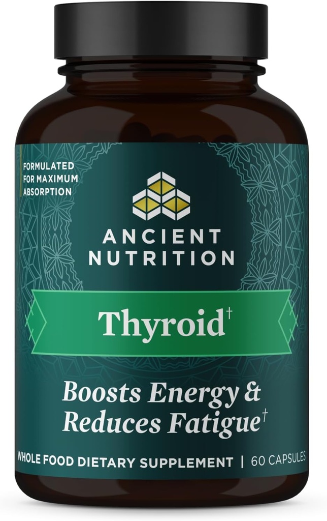 Αρχαία διατροφή Thyroid υποστήριξη συμπλήρωμα με Ashwaghanda, Thyroid κάψουλες, προάγει τον ύπνο και μειωμένη πίεση, χωρίς γλουτένη, Παλαιό και Κέτο φιλικό, 60ct