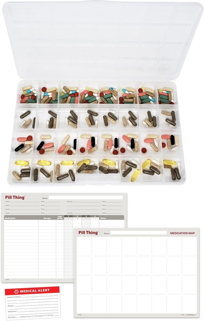 The Olympic Pill Organizer Case with Large Compartments & Stay Tight Lid - Monthly - 31 Day Pill Organizer *Free Medication Log and Medical Alert Card! (Monthly)