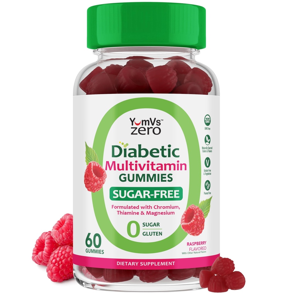 YUM-V'S Multivitamin για γυναίκες & άνδρες – Ζάχαρη Δωρεάν πολυβιταμίνες Gummies – Zero Sugar Gummy με Χρώμιο, Θιαμίνη & Μαγνήσιο – Keto-Friendly Καθημερινή Βιταμίνη Gummy – Φυσικό Βατόμουρο Γεύση – 60 Count