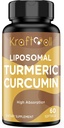 Liposomal Turmeric Curcumin Supplement 2200 mg with Black Pepper Extract 15 mg for High Absorption and Joint Function, 60 Softgels for Adults
