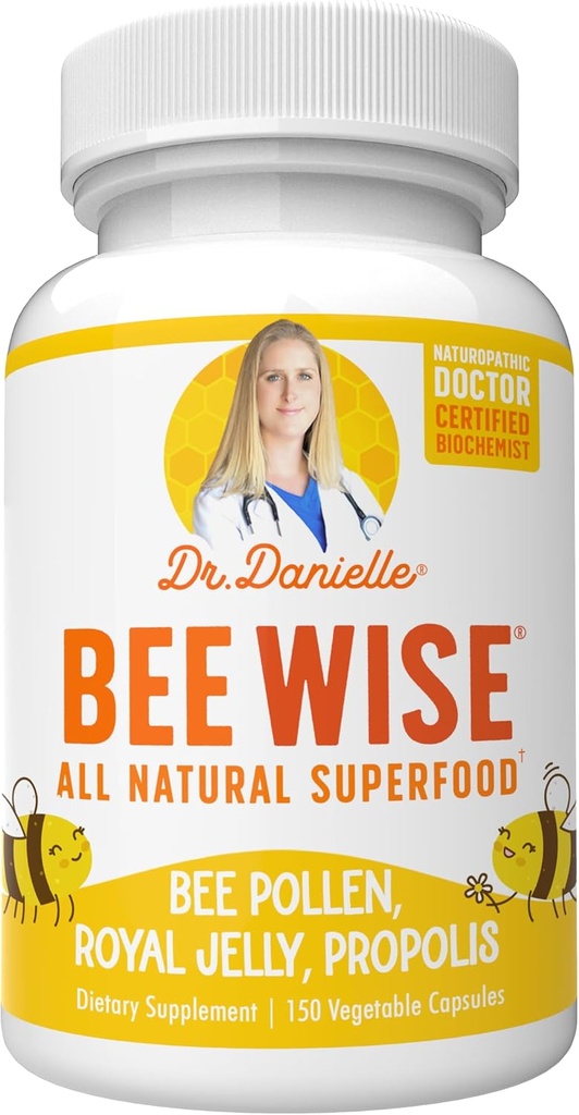 Dr. Danielle's Bee Wise - Bee Pollen Supplement - Bee Well with Royal Jelly, Propolis, Beepollen in 4 Daily Bee Pollen Κάψουλες