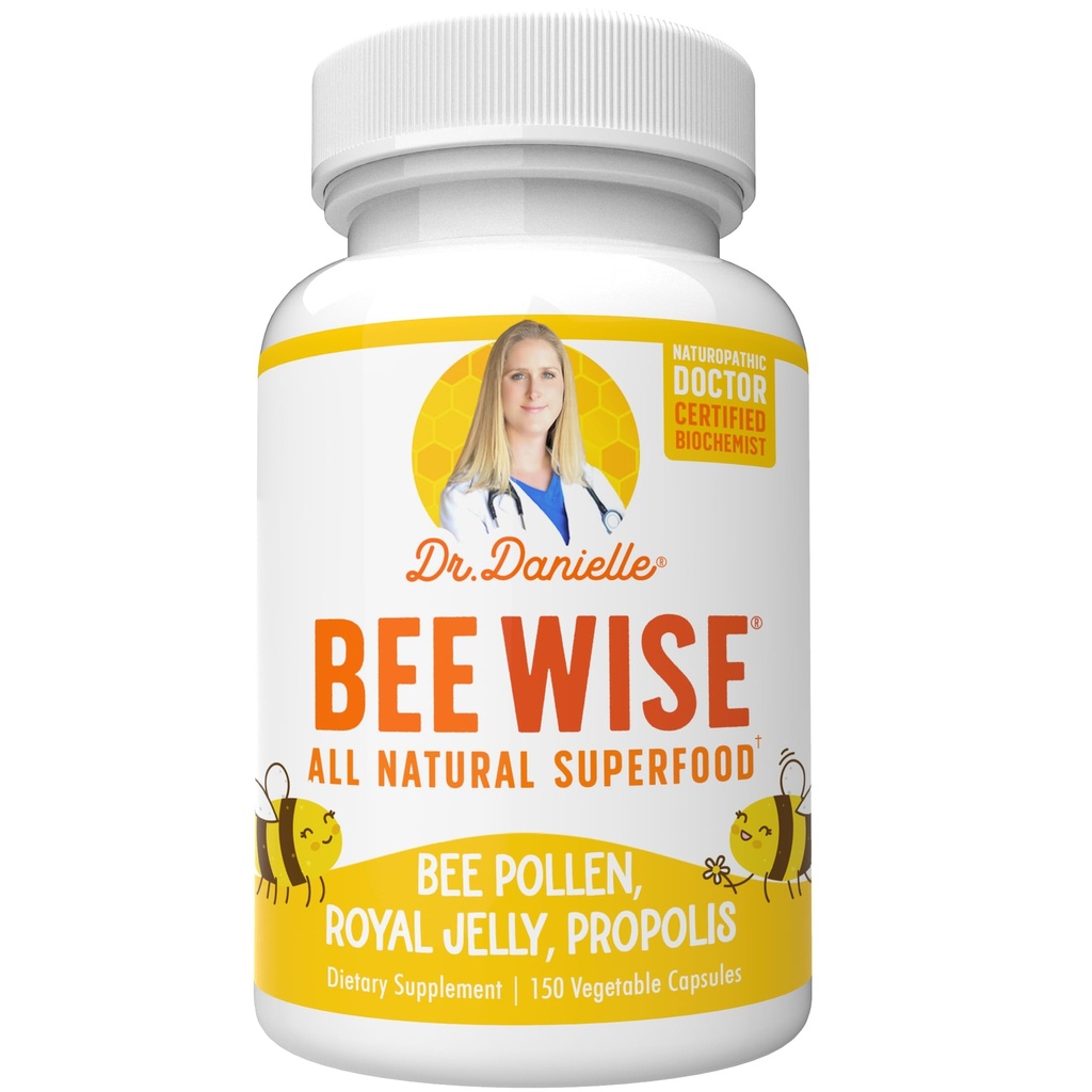 Dr. Danielle's Bee Wise - Bee Pollen Supplement - Bee Well with Royal Jelly, Propolis, Beepollen in 4 Daily Bee Pollen Κάψουλες