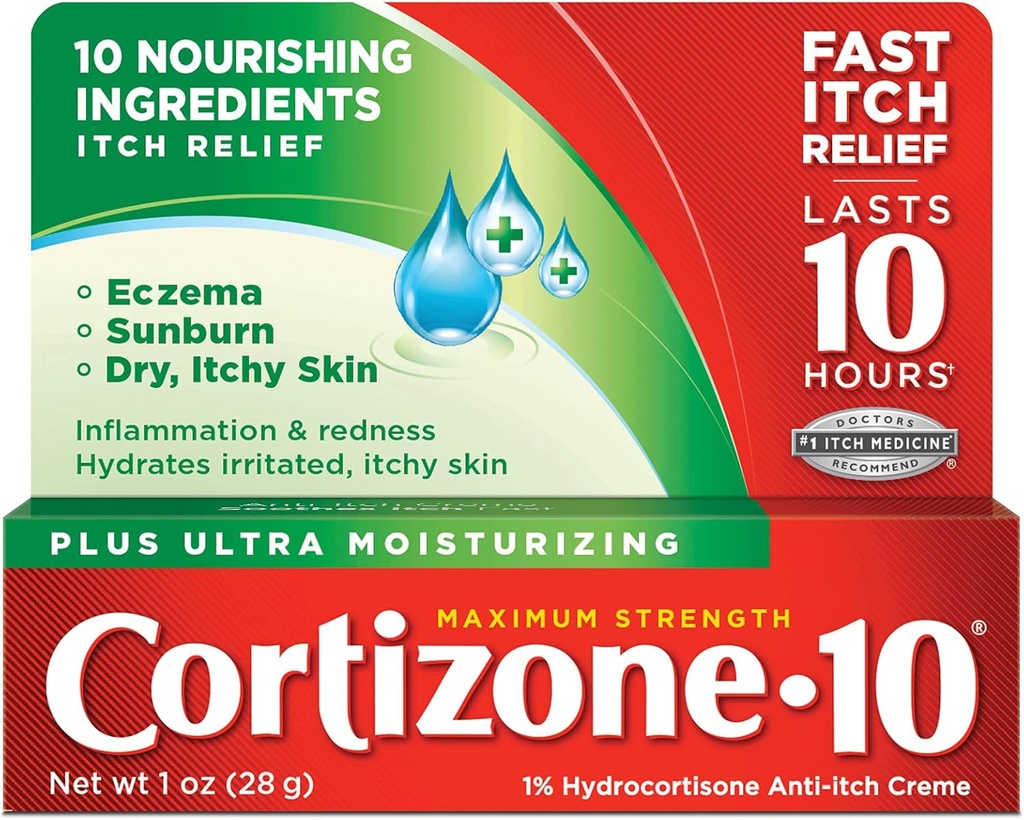 Cortizone 10 Μέγιστη Δύναμη Plus Ultra Moisturizing Anti-itch Cream, 1% Hydrocortisone, 1 oz.