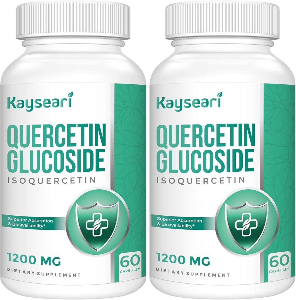 Quercetin Glucoside 1200mg Συμπληρώματα - Ισοκερσετίνη με 6X βιοδιαθεσιμότητα,120 κάψουλες Veggie,Περιέχει Μαύρο πιπέρι & Ruτίνη για μέγιστη απορρόφηση