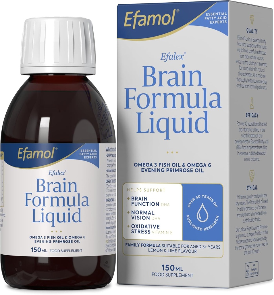 Efalex Omega 3 +6 Συμπλήρωμα διατροφής Λεμόνι & Lime Αρωματισμένο Υγρό 150mls
