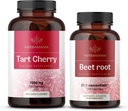 HERBAMAMA Tart Cherry and Beet Root Kit - Bundle 7000 mg Tart Cherry & 21:1 Συμπυκνωμένες κάψουλες ρίζας τεύτλων - Vegan, Non-GMO, Gelatin-Free - 2 Pack