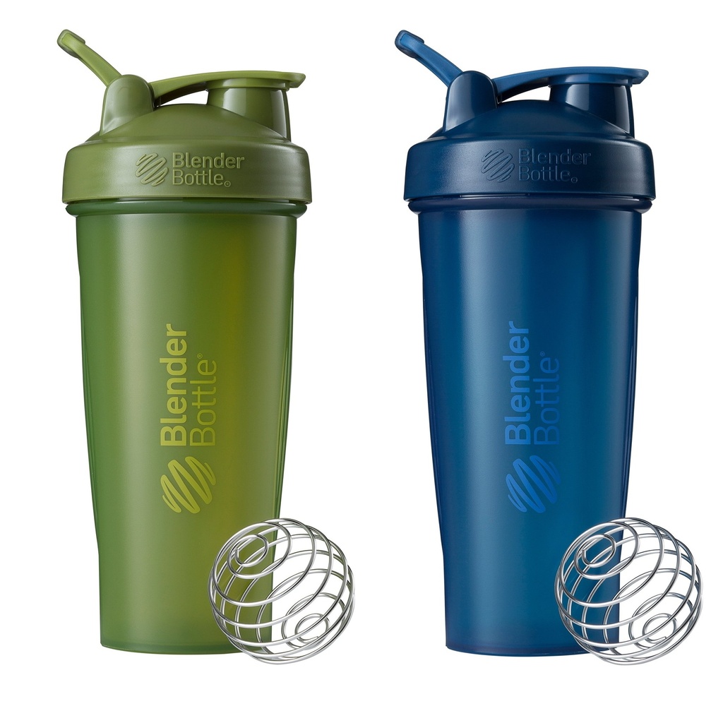 BlenderBottle Classic Shicker μπουκάλι Ιδανικό για τις πρωτεΐνες Shakes και πριν την προπόνηση, 28-Ounce (2 Pack), Μος και Ναυτικό