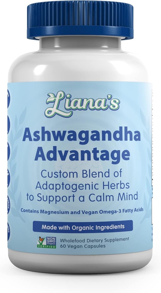Ashwagandha Πλεονέκτημα, USDA οργανική ανάμειξη για ανακούφιση από το στρες, Mood & Adrenal Υποστήριξη. Κατασκευασμένο με Ashwagandha, Turmeric, Spirulina, και περισσότερα- 60 κάψουλες καθαρό συμπλήρωμα μη GMO Vegan
