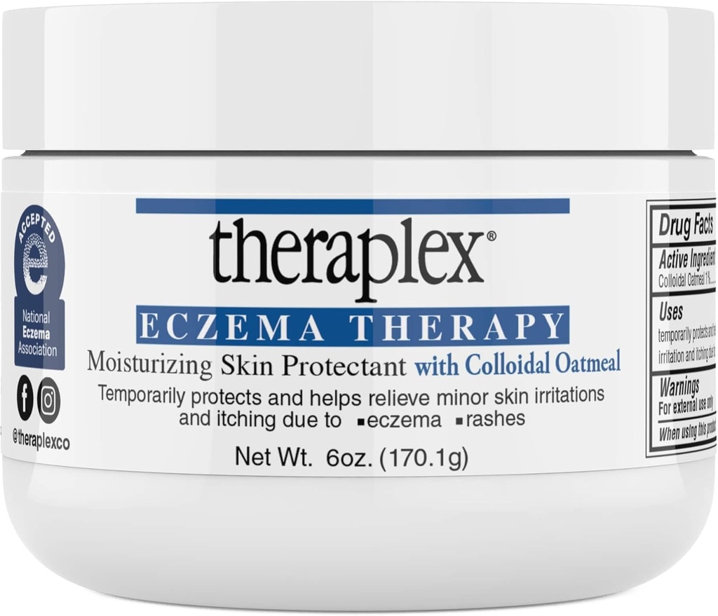 Theraplex Eczema Therapy (6 oz) - Ενυδατικό Προστατευτικό του Δέρματος με Φυσικό Κολλοειδές Κρέας Βρώμης, Μη Κοκδεδογόνο, και Hypoallergenic, Fragrance-Free - National Eczema Association Σφραγίδα Έγκρισης