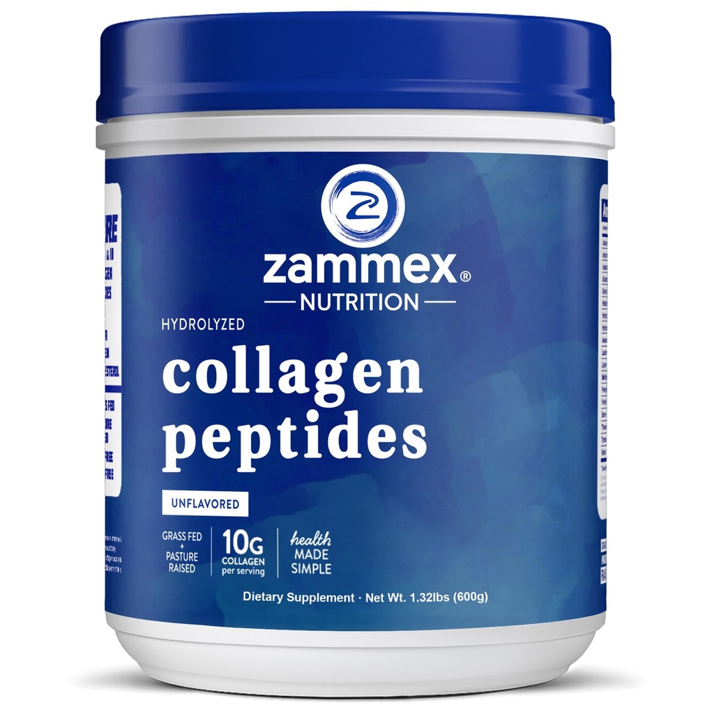 Zammex Premium Collagen Peptides σκόνη χωρίς γεύση, Hydrolyzed πρωτεϊνες Τύποι I & III, Υποστηρίζει τα μαλλιά, δέρμα, νύχια, αρθρώσεις, χόρτο Fed, μη-GMO, χωρίς γλουτένη, Paleo & Keto Φιλικές,60 Υπηρεσίες
