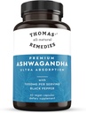 Thomas' all-natural Remedies Organic Ashwagandha συμπλήρωμα υποστήριξης στρες, Mood & Energy Support, Pure Ashwagandha 1000mg, Ultra Απορρόφηση με μαύρο πιπέρι, Vegan, Χωρίς πληρώματα