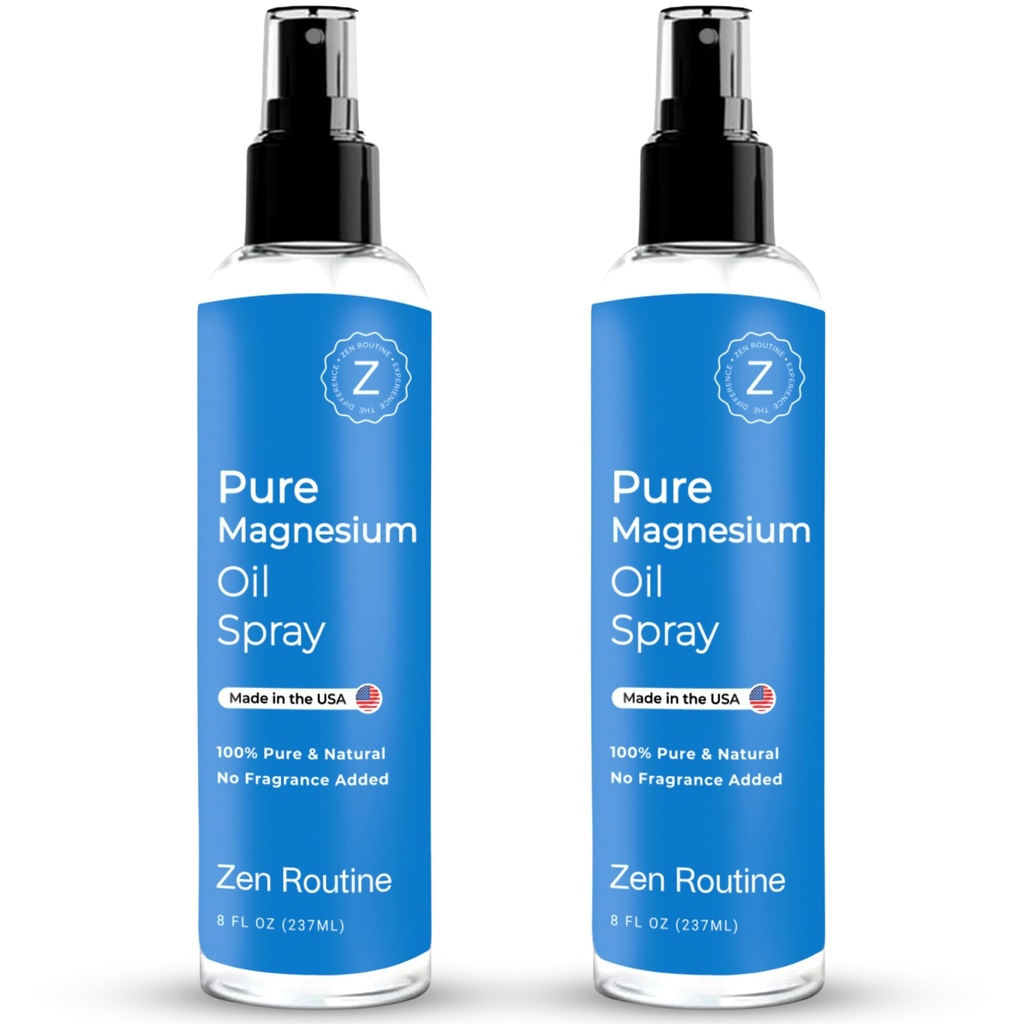 Pure Magnesium Oil Spray – 8oz (2-Pack) – USP Βαθμός – Λάδι μαγνησίου για τα πόδια, το σώμα, τους μυς και τα πόδια Cramps – Επίκαιρο γλυκινικό μαγνήσιο, Aceite de Magnesio, οργανικό χλωριούχο μαγνήσιο – Κατασκευασμένο στις ΗΠΑ