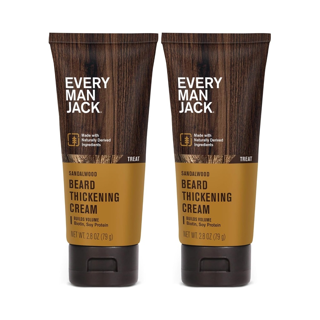 Κάθε άνθρωπος Jack Beard Thickening Cream - Ενισχύει, Thickens, Nourishes Beard - Light Sandalwood Scent - Φτιαγμένο με φυσικά παράγωγα συστατικά όπως η βιοτίνη, βιταμίνη B6, πρωτεΐνη σόγιας - 2.8oz - 2 Συσκευασία