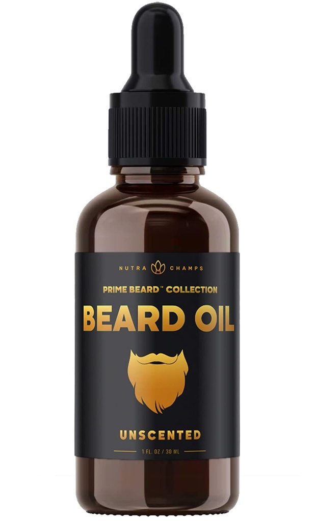 NutraChamps Beard Oil Conditioner - Αρωματισμένη Παρθένο Argan, Jojoba, Grapeseed Oils & More for Beard Growth - Μαλακώνει & Ενδυναμώνει Γονίδια & Μουστάκια για τους άνδρες - Premium Υπογραφή Prime Beard Blend