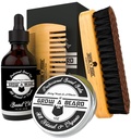 Beard Brush, Beard Comb, Beard Oil, & Beard Balm Grooming Kit για Ανδρική Φροντίδα, Ταξίδια σετ μαλλιών προσώπου για την ανάπτυξη, στυλ, λάμψη & απαλότητα, Μεγάλη Δώρα για τον