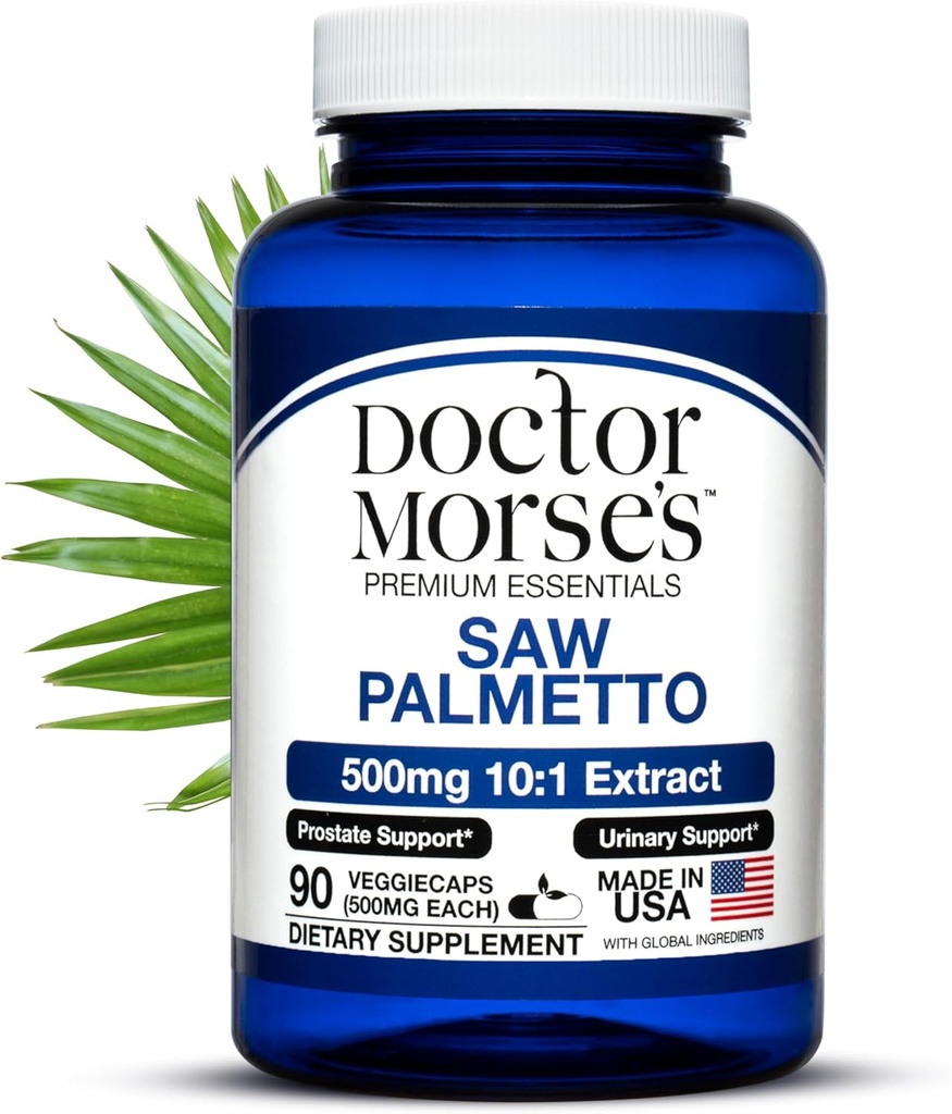 Doctor Morse's Saw Palmetto 10:1 Extract 500mg Ισοδύναμο με 5000mg, Prostate Health Support Συμπληρώματα για άνδρες και γυναίκες - FDA-Εγγραφεί, NSF-Πιστοποιημένη διευκόλυνση - Extra Strength Formula - 90 Caps