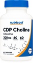 Nutricost CDP Choline (Citicoline) 300mg, 60 κάψουλες χορτοφαγικής - μη-GMO, χορτοφάγος φιλικός, χωρίς γλουτένη ...