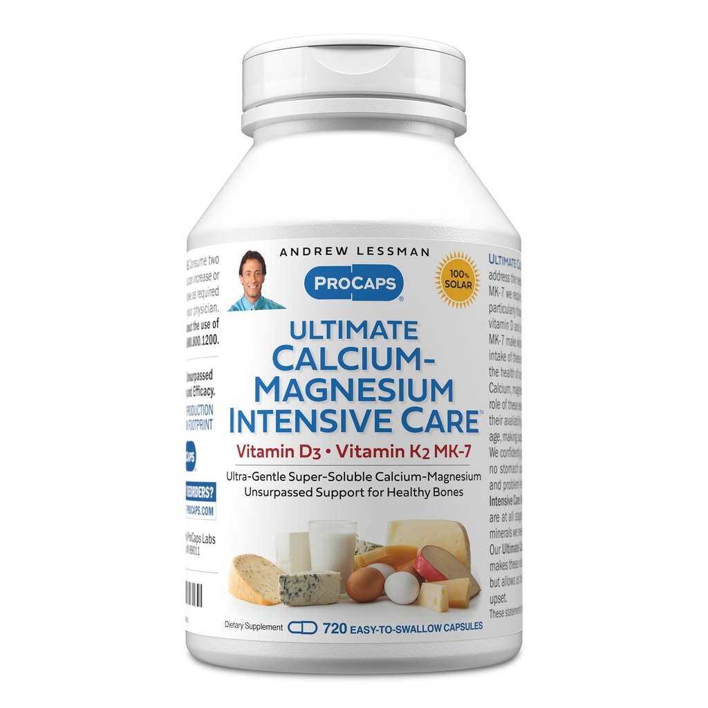 ANDREW LESSMAN Ultimate Calcium-Magnesium Intensive Care with Vitamin D3 & K2 MK7-120 mcg - 720 Capsules – Bone and Skeleton Health Essentials. Gentle, Easy to Swallow, Super Soluble. No Additives