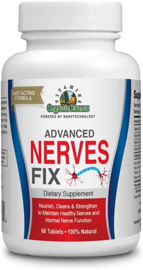 Organic Farms Vitamins Nerves Fix - 60 Tablets - Nervous System - 100% Natural Dietary Supplement