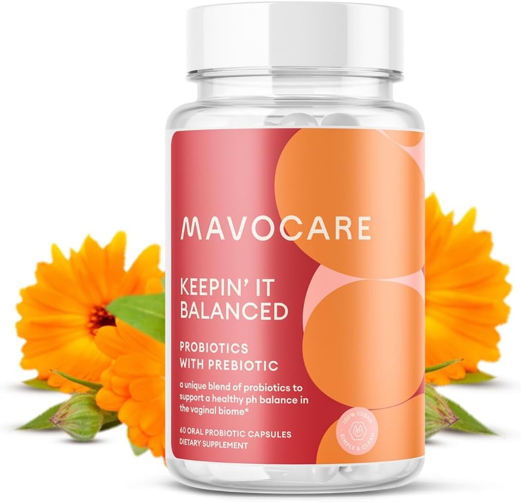 MavoCare Probiotic για τις γυναίκες – BV & Yeast Μόλυνση Υποστήριξη, pH Ισορροπία, Odor Ανακούφιση, Υγεία των Ούλων – 30ct Vegan Κάψουλες με Προβιοτικά, Calendula & Σκόρδο για Κολπική Υγεία και Πέψη