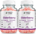 Υγεία Δόση Elderberry Sambucus Gummy Βιταμίνες Παιδιά 100 Gummies. με Propolis Extract, Echinacea, Βιταμίνη C, Yummy Raspberry Flavor, Vegan, Gluten-free, Άμυνα, Ανοσοποιητική υποστήριξη Booster. Συσκευασία των 2