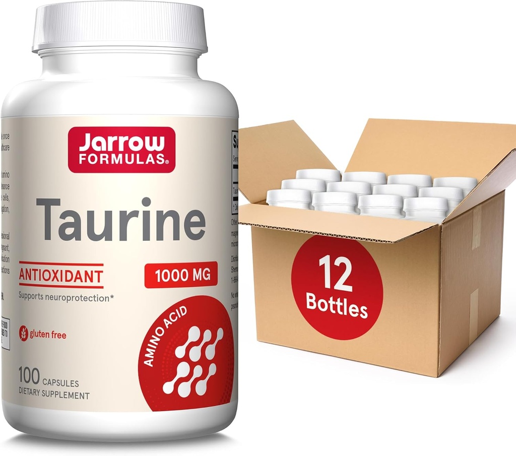 Jarow Formulas Taurine 1000 mg, Συμπλήρωμα διατροφής, Amino συμπλήρωμα οξέος για την υποστήριξη της υγείας του εγκεφάλου, 100 κάψουλες, 100 ημέρες προσφοράς, (πακέτο των 12)