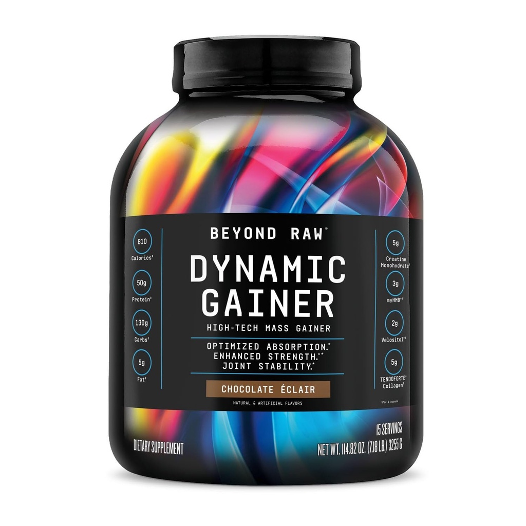 BEYOND RAW Dynamic Gainer (στα Αγγλικά). Υψηλής τεχνολογίας Μάζα Gainer, Βελτιστοποιημένη Απορρόφηση και ενισχυμένη δύναμη, Vanilla Cheesecake, 15 εξυπηρετήσεις