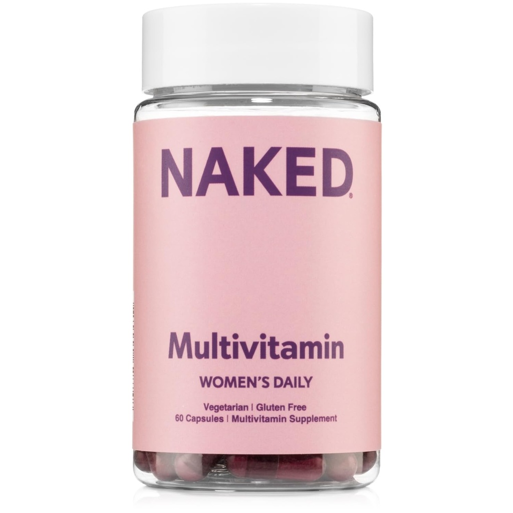 NAKED Nutrition Women's Multi - Daily Multivitamin - Vitamins A, C, E, Selenium, Zinc, Fruit and Super Green Extracts, to Boost Immune Support - Gluten-Free and Vegetarian Vitamins, 60 Capsules